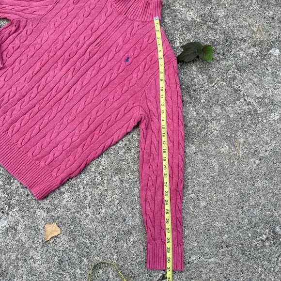 Polo Ralph Lauren icon logo cotton cable knit sweater in pink marl size XL
